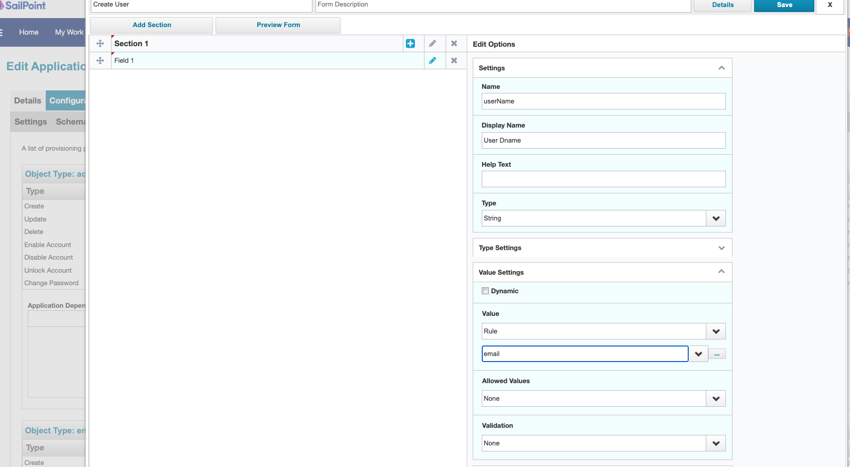 User Provisioning settings